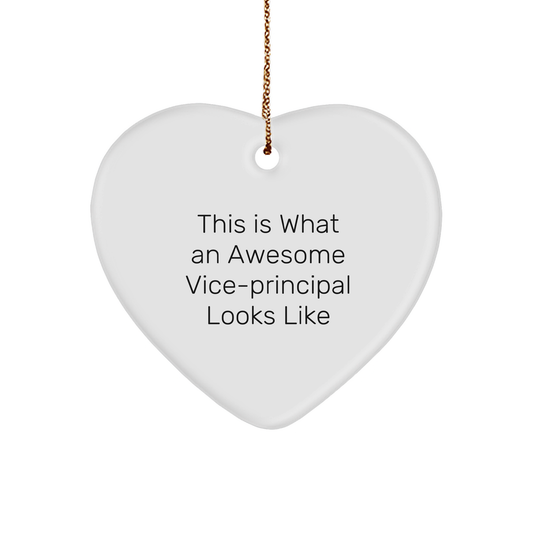 Funny Vice-Principal Gifts, 'This Is What An Awesome Vice-Principal Looks Like', Heart Ornament, Christmas Unique Gifts from Men to Vice-Principals