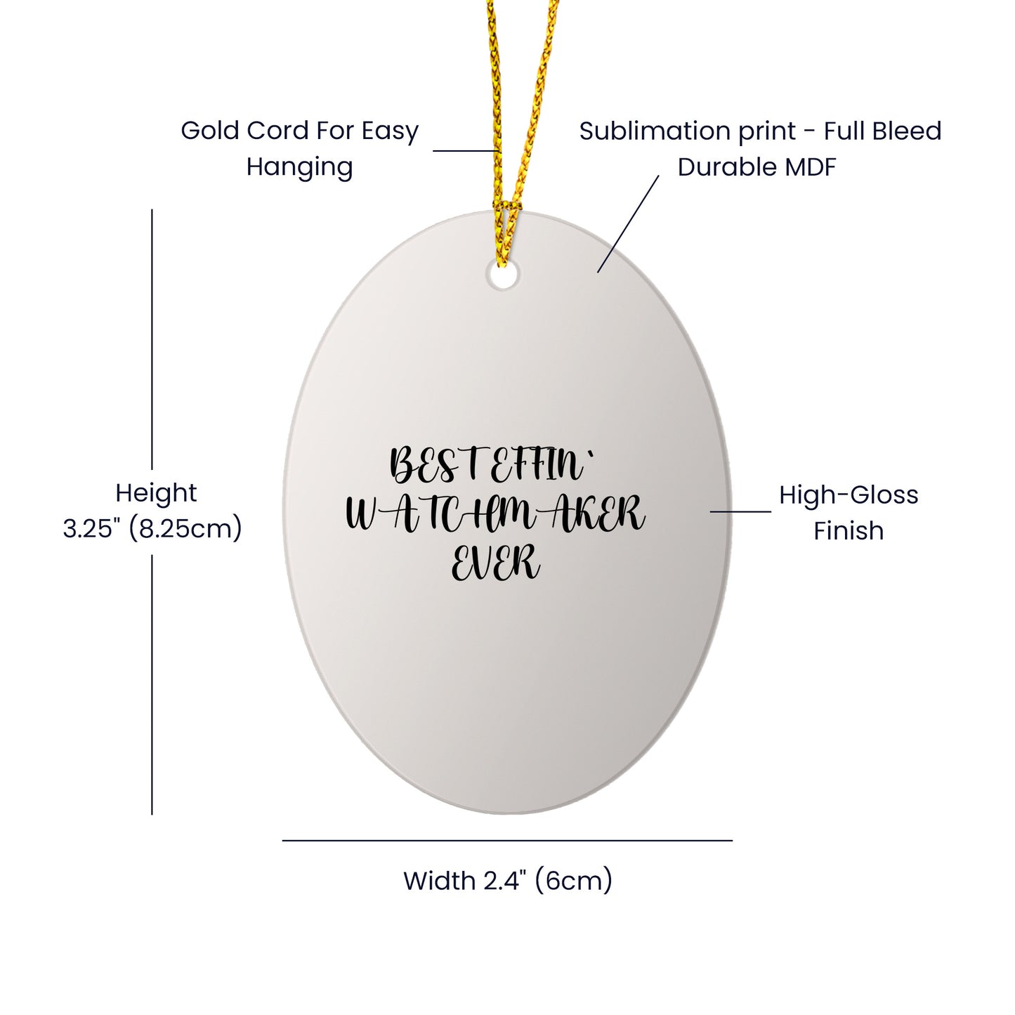 Funny Watchmaker Gifts - Best Effin' Watchmaker Ever Oval Ornament for Men, Women, Friends, Coworkers, Family - Christmas Unique Gifts from Watchmaker