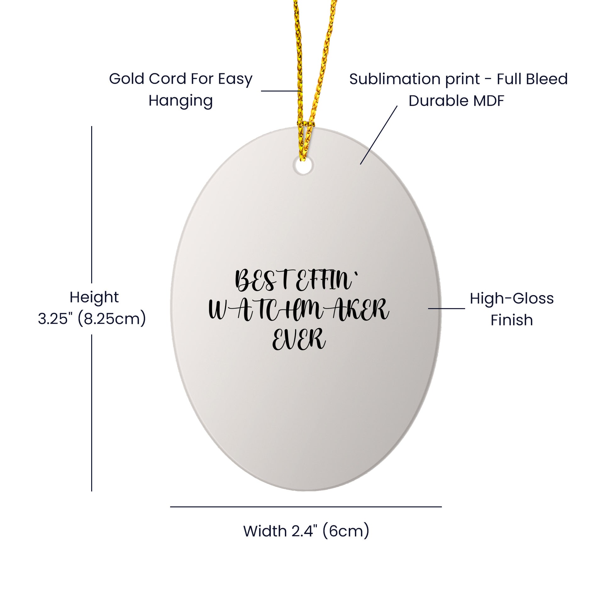 Funny Watchmaker Gifts - Best Effin' Watchmaker Ever Oval Ornament for Men, Women, Friends, Coworkers, Family - Christmas Unique Gifts from Watchmaker