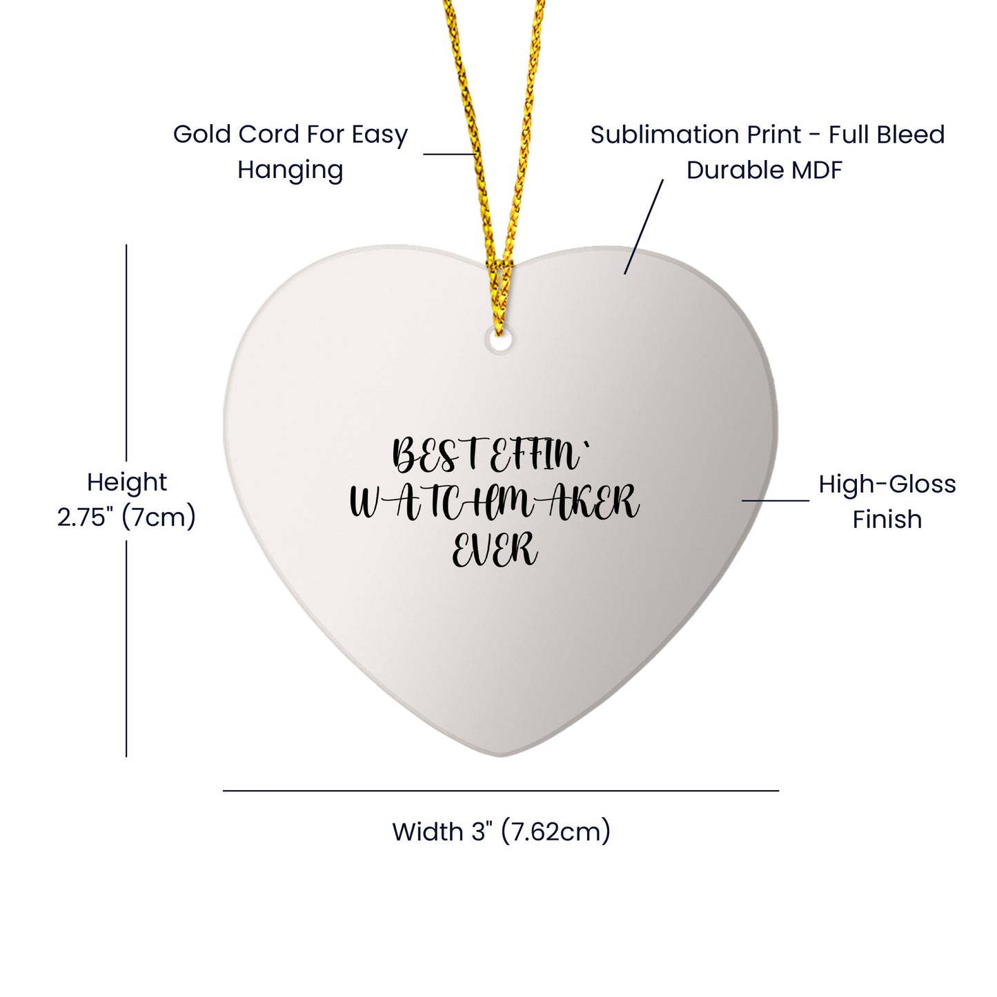 Funny Watchmaker Gifts from Friends, Heart Ornament for Christmas, 'Best Effin' Watchmaker Ever' Quote, Perfect for Watchmaker Lovers