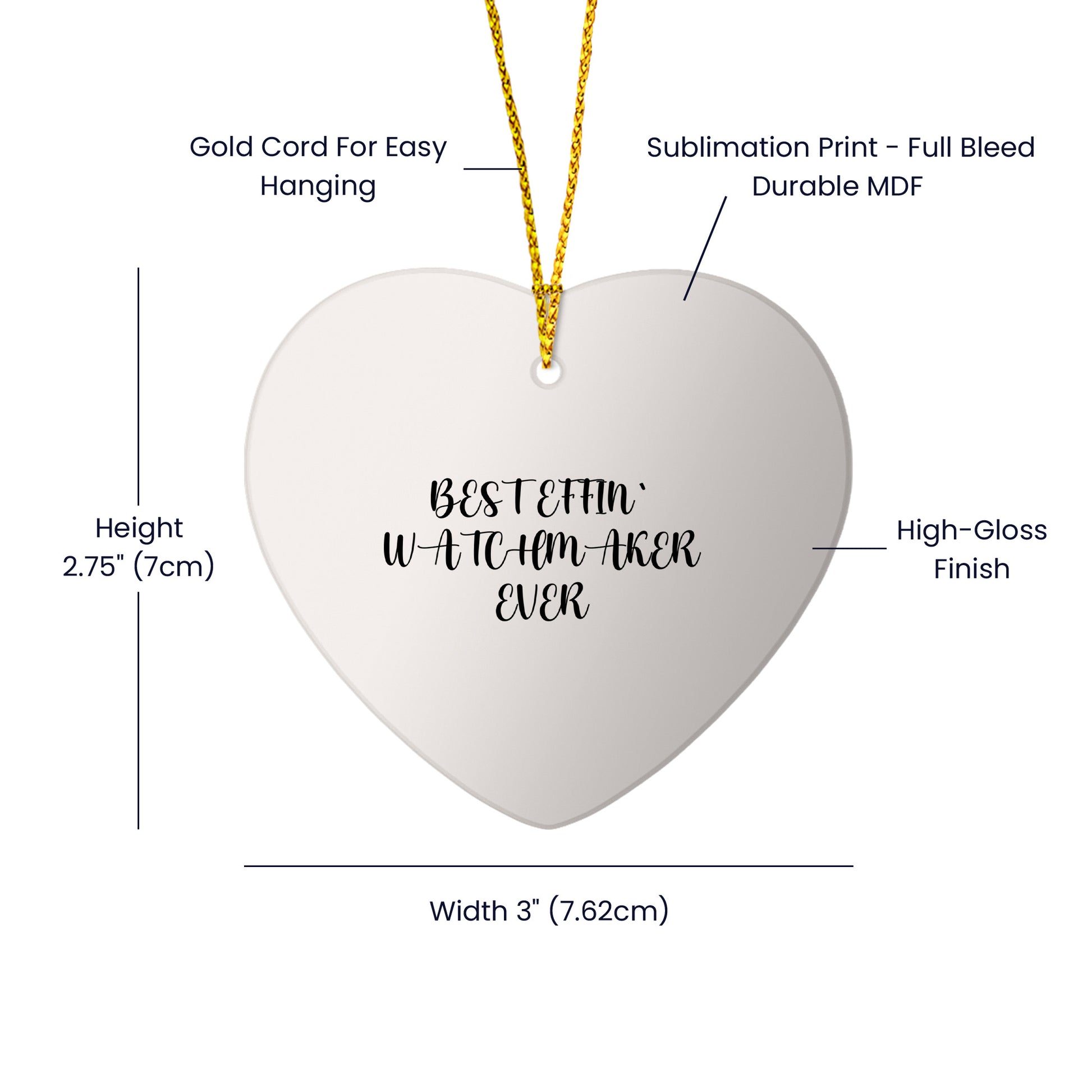 Funny Watchmaker Gifts from Friends, Heart Ornament for Christmas, 'Best Effin' Watchmaker Ever' Quote, Perfect for Watchmaker Lovers