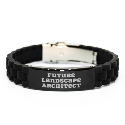 Funny Future Landscape Architect Quote Glide lock Clasp Black Stainless Steel Silicone Adjustable Mother's Day Unique Gift from Mom to Son - Image 1