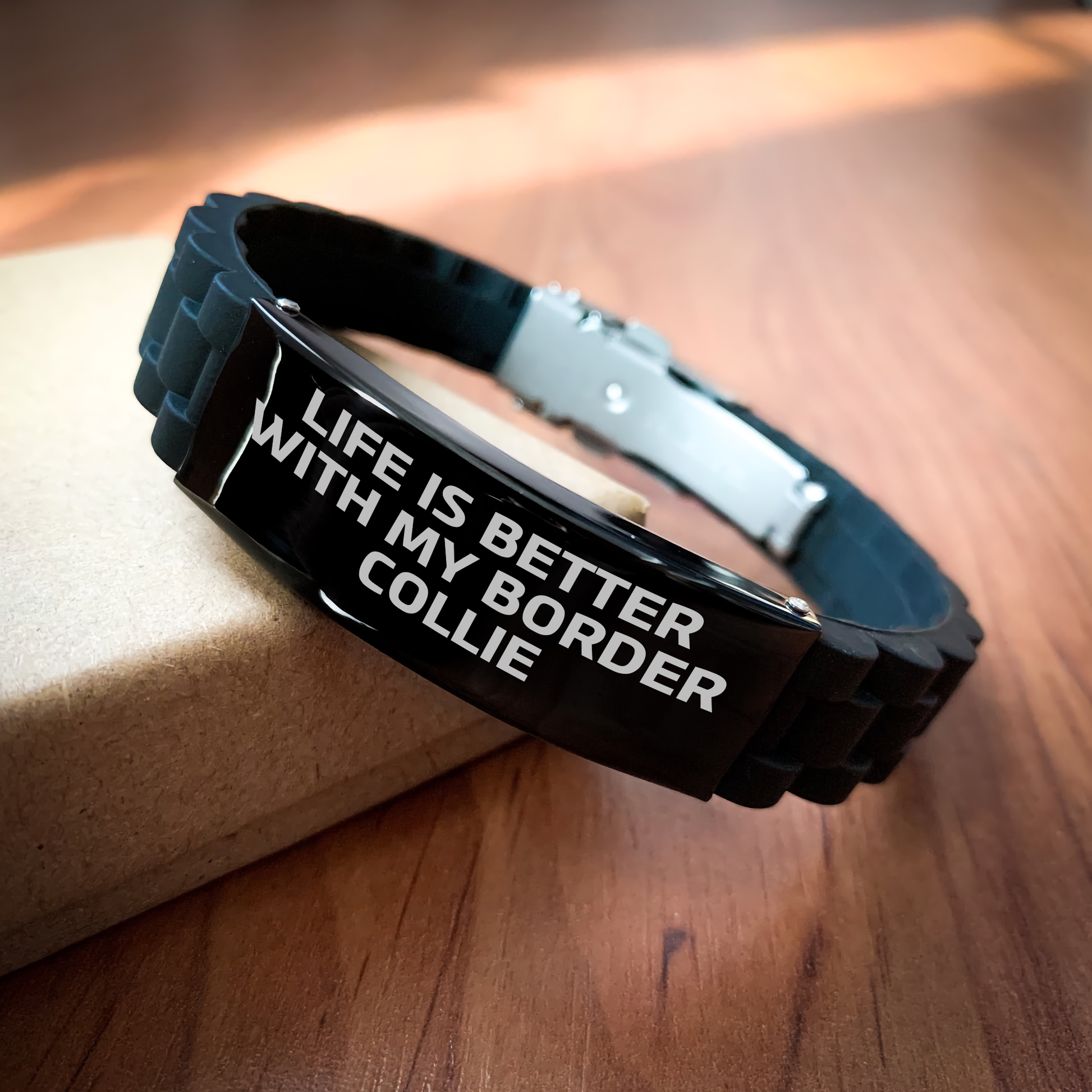 Funny Border Collie Dog Gifts from Men for Fathers Day Glide lock Clasp Bracelet Life Is Better With My Border Collie - Image 2