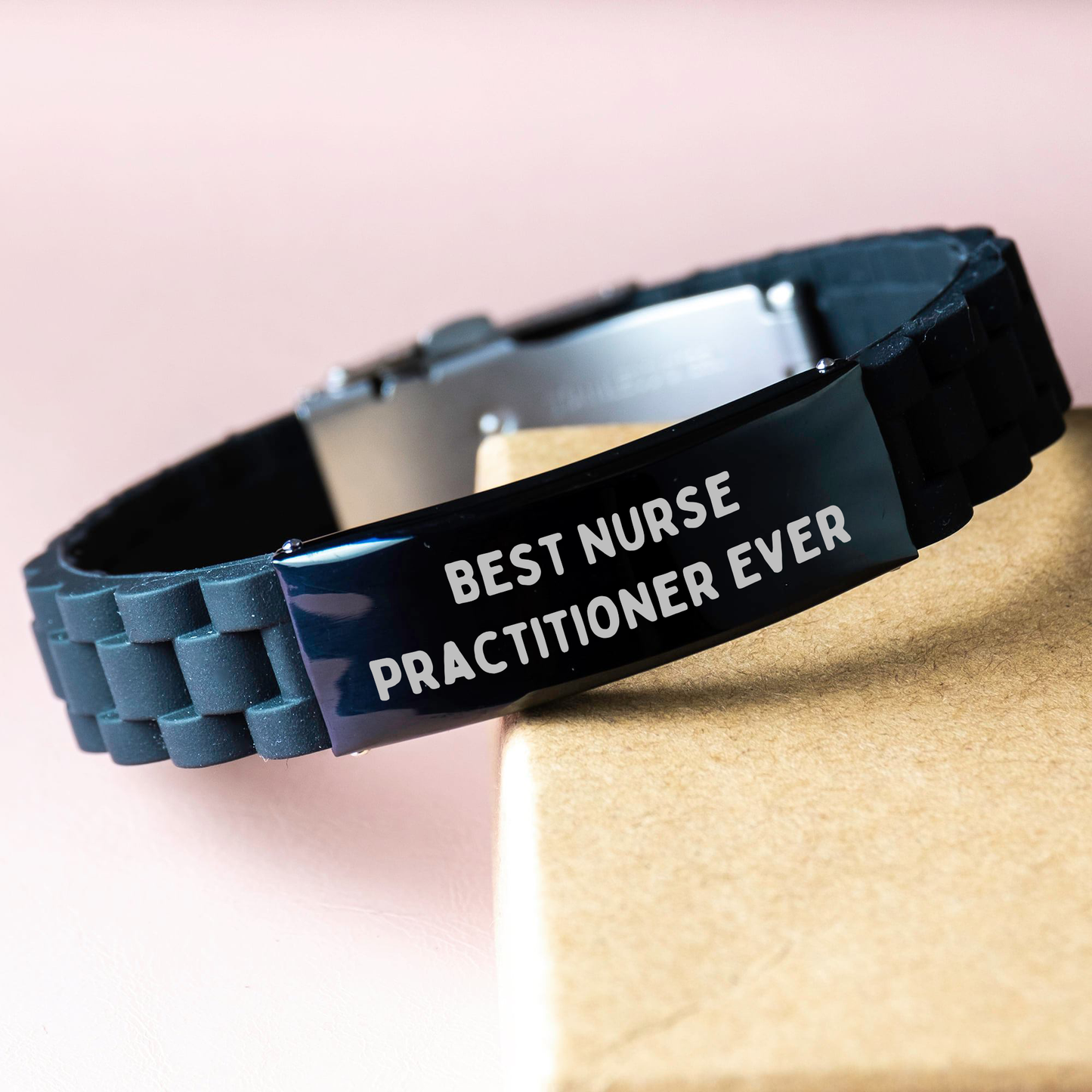 Funny Best Nurse Practitioner Ever Gifts from Family to Gifts for Nurse Practitioner Glide lock Clasp Bracelet, Father's Day Unique Presents for Men - Image 3