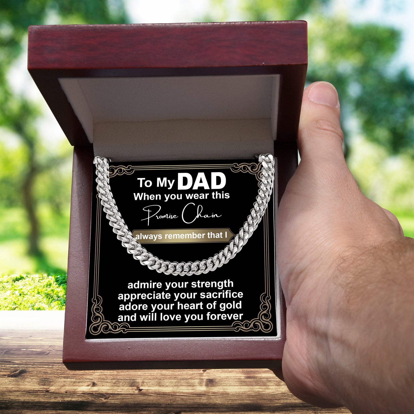 Gift for Dad - Promise Chain Cuban Chain Link Necklace with Gift Box - Mallard Moon Gift Shop