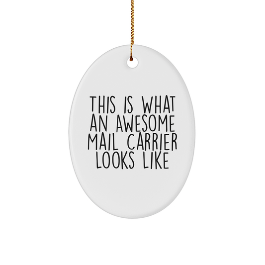 Gifts from Friends and Family for Awesome Mail Carrier - Oval Ornament, Funny Quote, Christmas Unique Gifts
