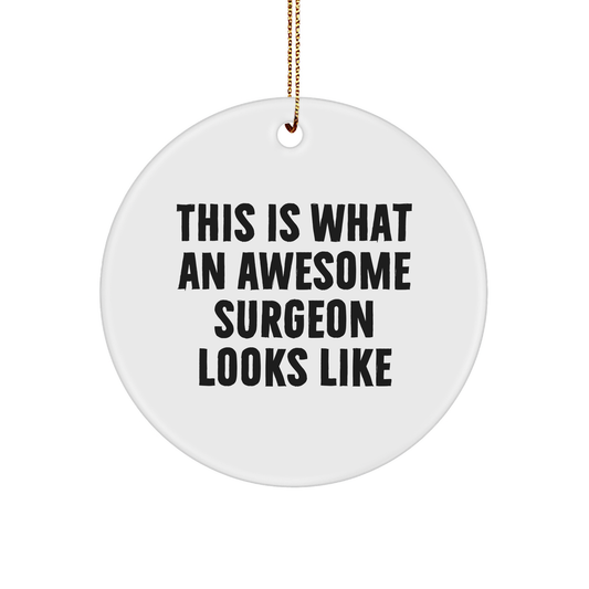 Gifts from Friends for Awesome Surgeons, This Is What An Awesome Surgeon Looks Like Christmas Circle Ornament, Funny White Circle Shaped Ornament for Surgeons
