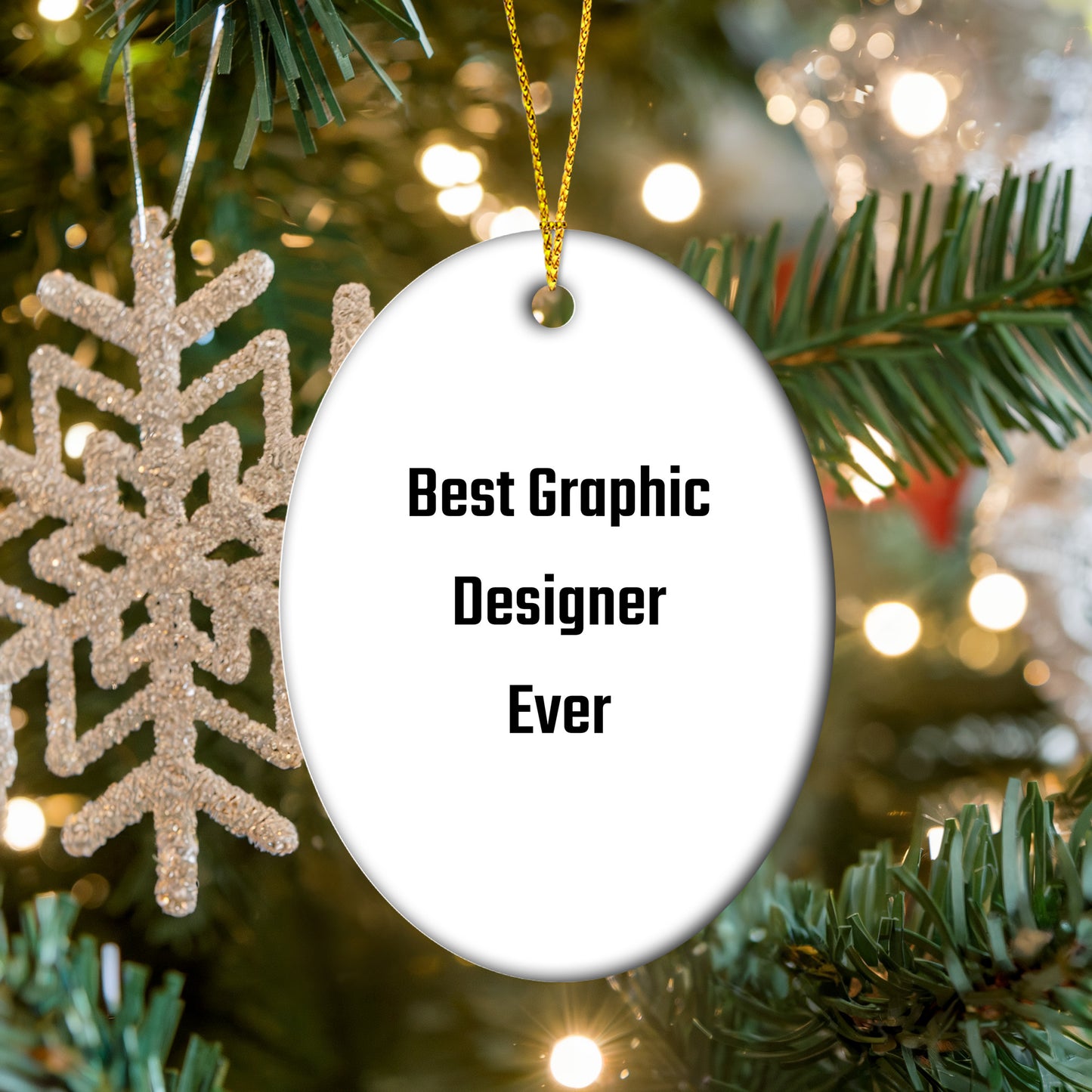 Gifts from Friends for Best Graphic Designer Ever - Graphic Designer Oval Ornament, Funny Quote, Christmas Unique Gift
