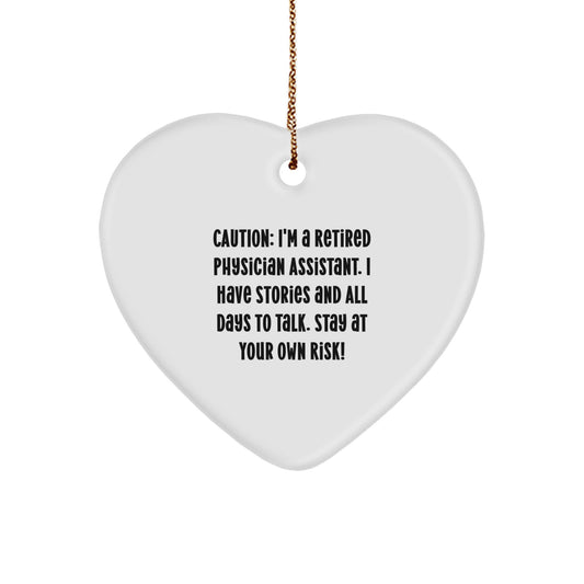 Gifts from Friends for Physician Assistant Unique Heart Ornament, Funny Quote, Christmas Decor, Durable MDF Heart-Shaped Ornament with Gold Cord, Inspirational Physician Assistant Gifts