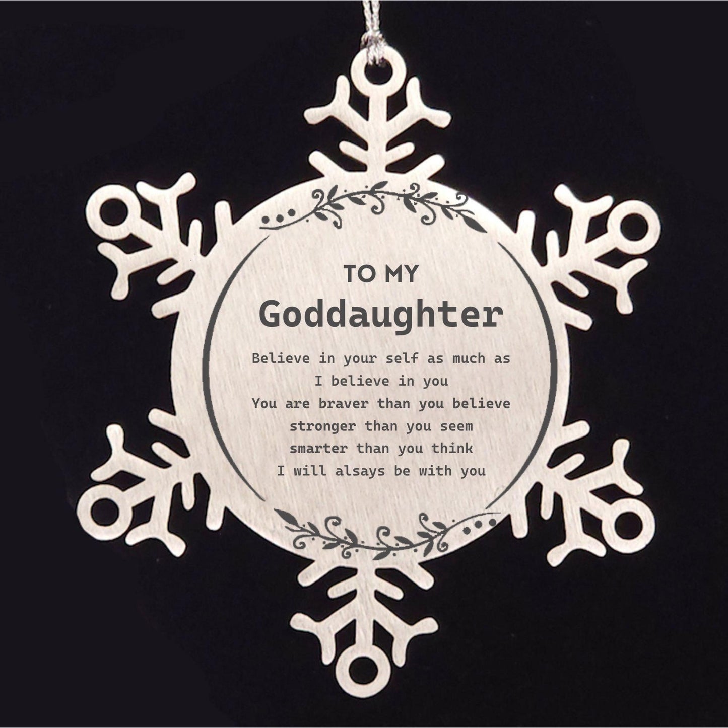 Goddaughter Snowflake Ornament Gifts, To My Goddaughter You are braver than you believe, stronger than you seem, Inspirational Gifts For Goddaughter Ornament, Birthday, Christmas Gifts For Goddaughter Men Women
