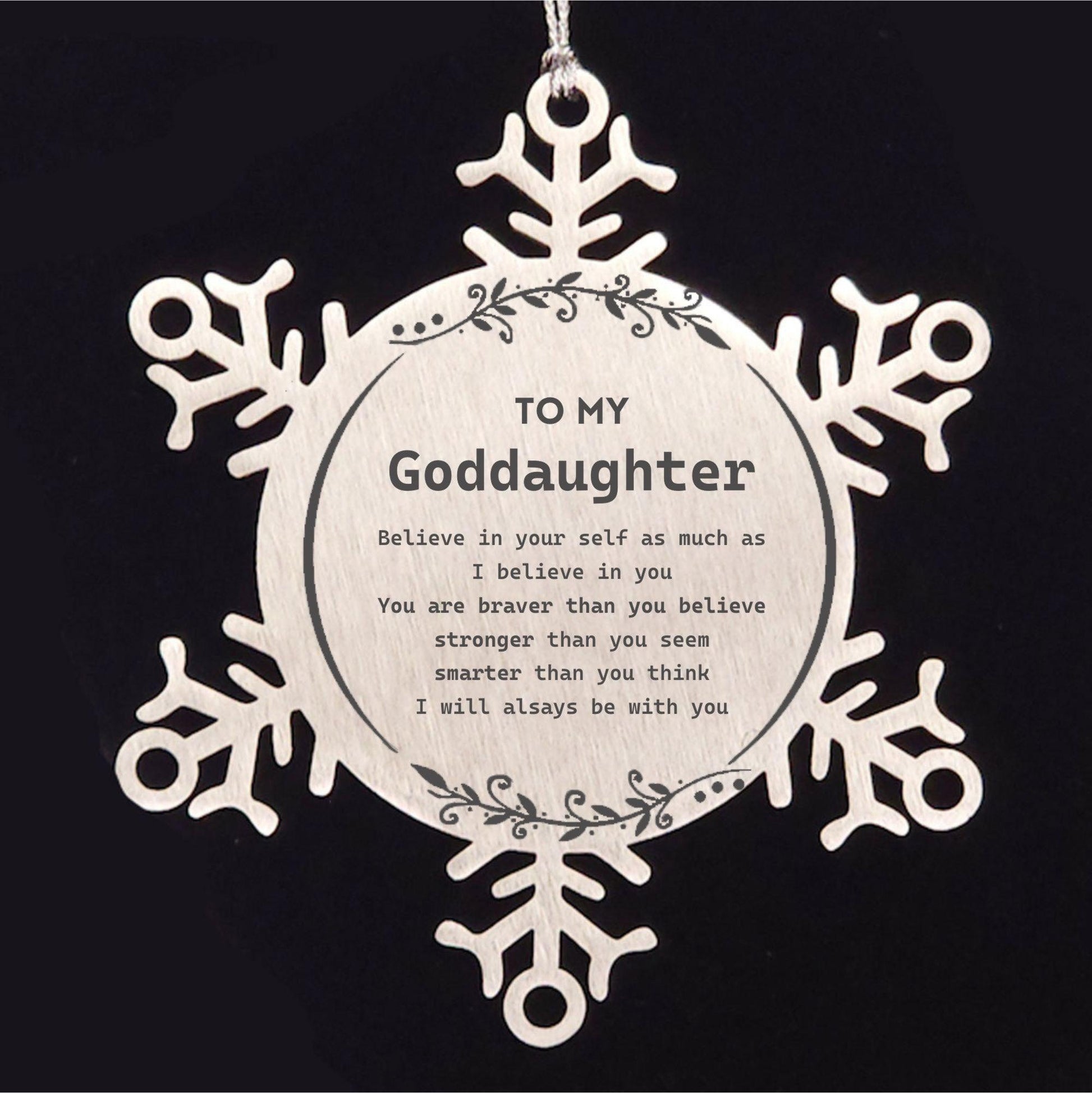 Goddaughter Snowflake Ornament Gifts, To My Goddaughter You are braver than you believe, stronger than you seem, Inspirational Gifts For Goddaughter Ornament, Birthday, Christmas Gifts For Goddaughter Men Women