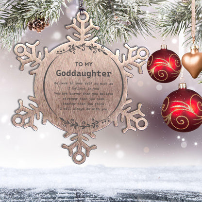 Goddaughter Snowflake Ornament Gifts, To My Goddaughter You are braver than you believe, stronger than you seem, Inspirational Gifts For Goddaughter Ornament, Birthday, Christmas Gifts For Goddaughter Men Women