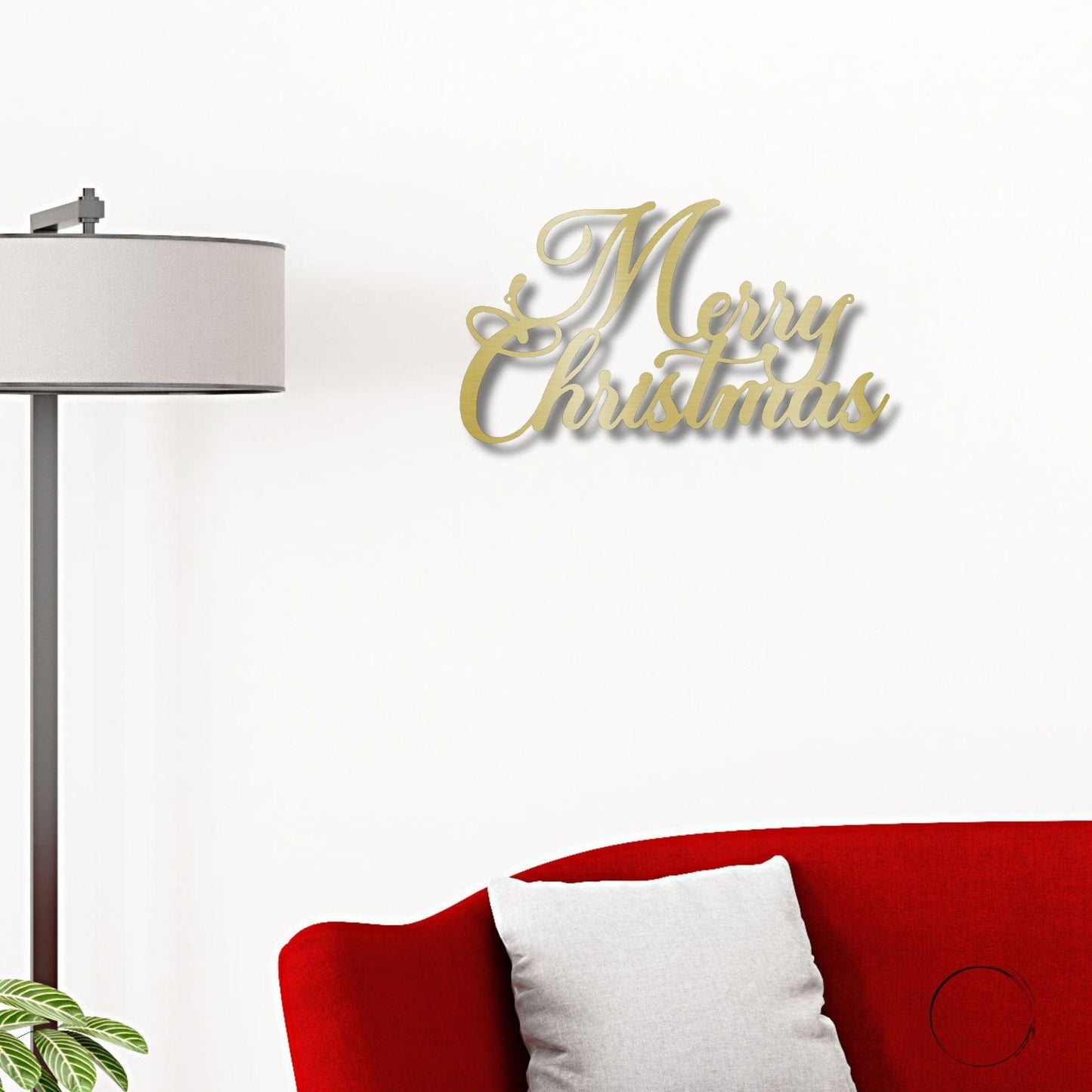 Merry Christmas Script Lettering Metal Wall Sign - Mallard Moon Gift Shop