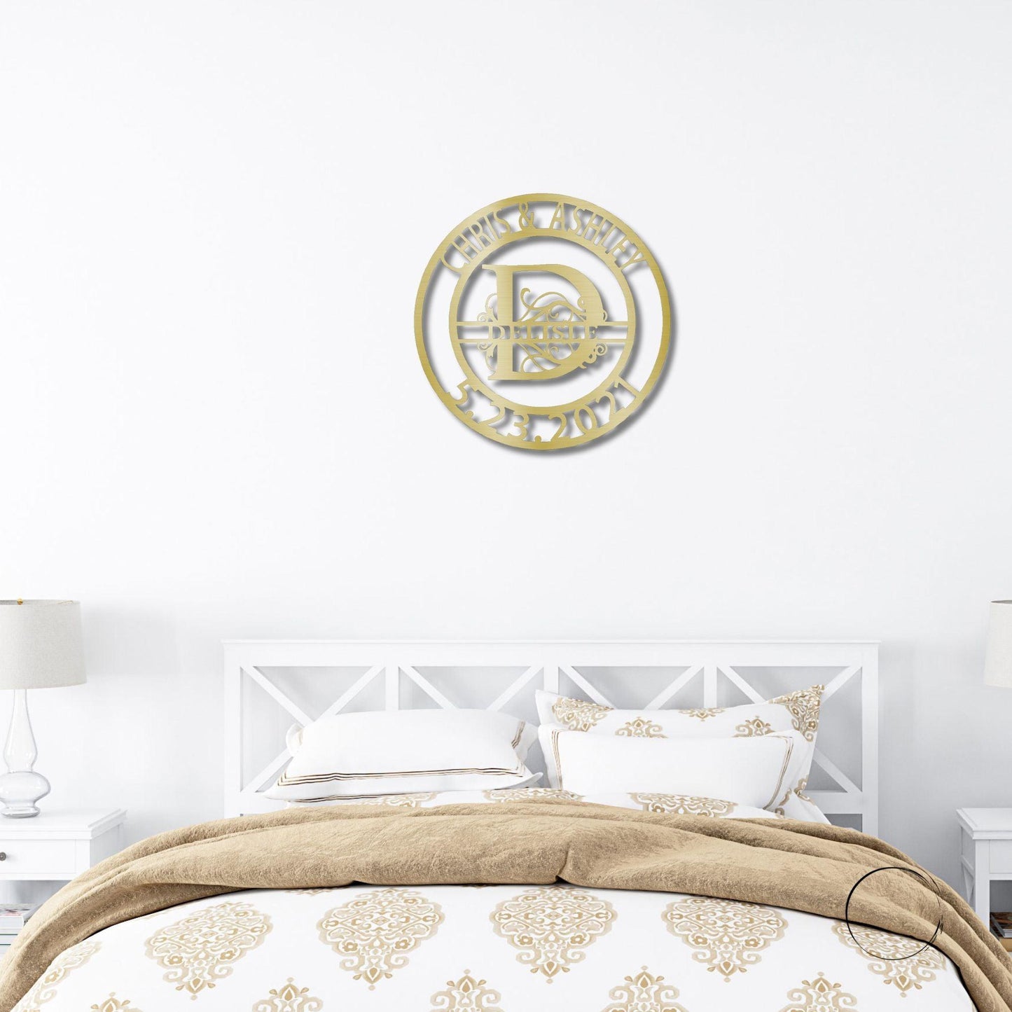 Personalized Elaborate Split Letter Name Initial Indoor Outdoor Steel Wall Sign Metal Art - Mallard Moon Gift Shop