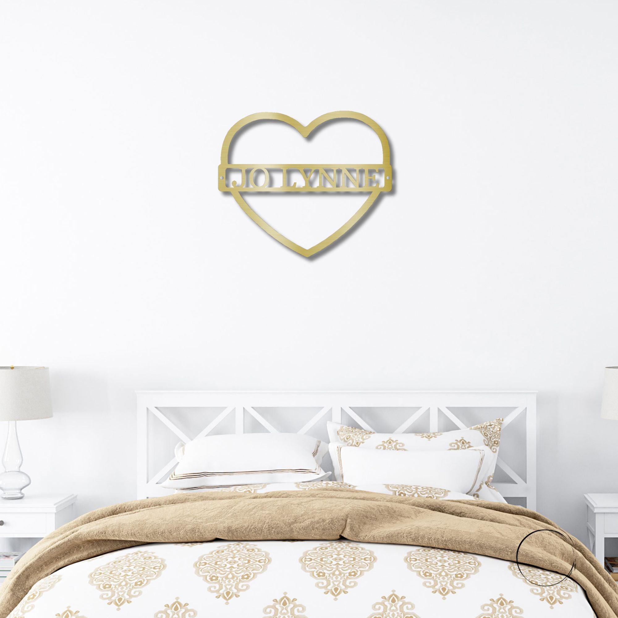 Custom Heart Shaped Monogram Personalized Steel Wall Sign - Mallard Moon Gift Shop