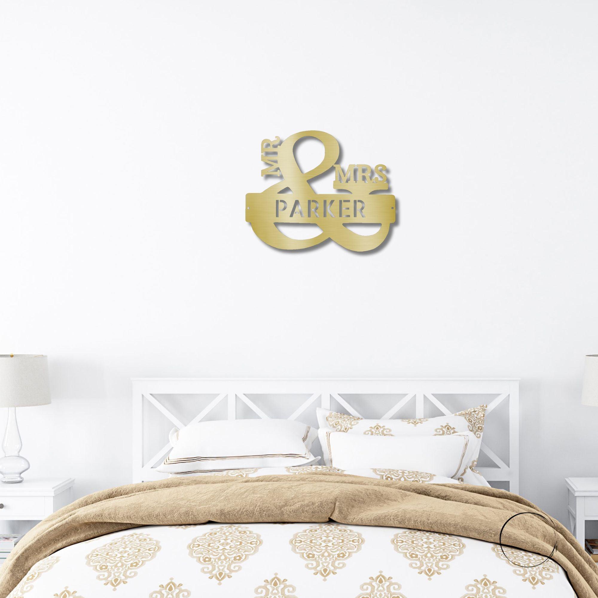 Couples Mr. and Mrs. Custom Name Monogram Indoor Outdoor Steel Wall Sign - Mallard Moon Gift Shop