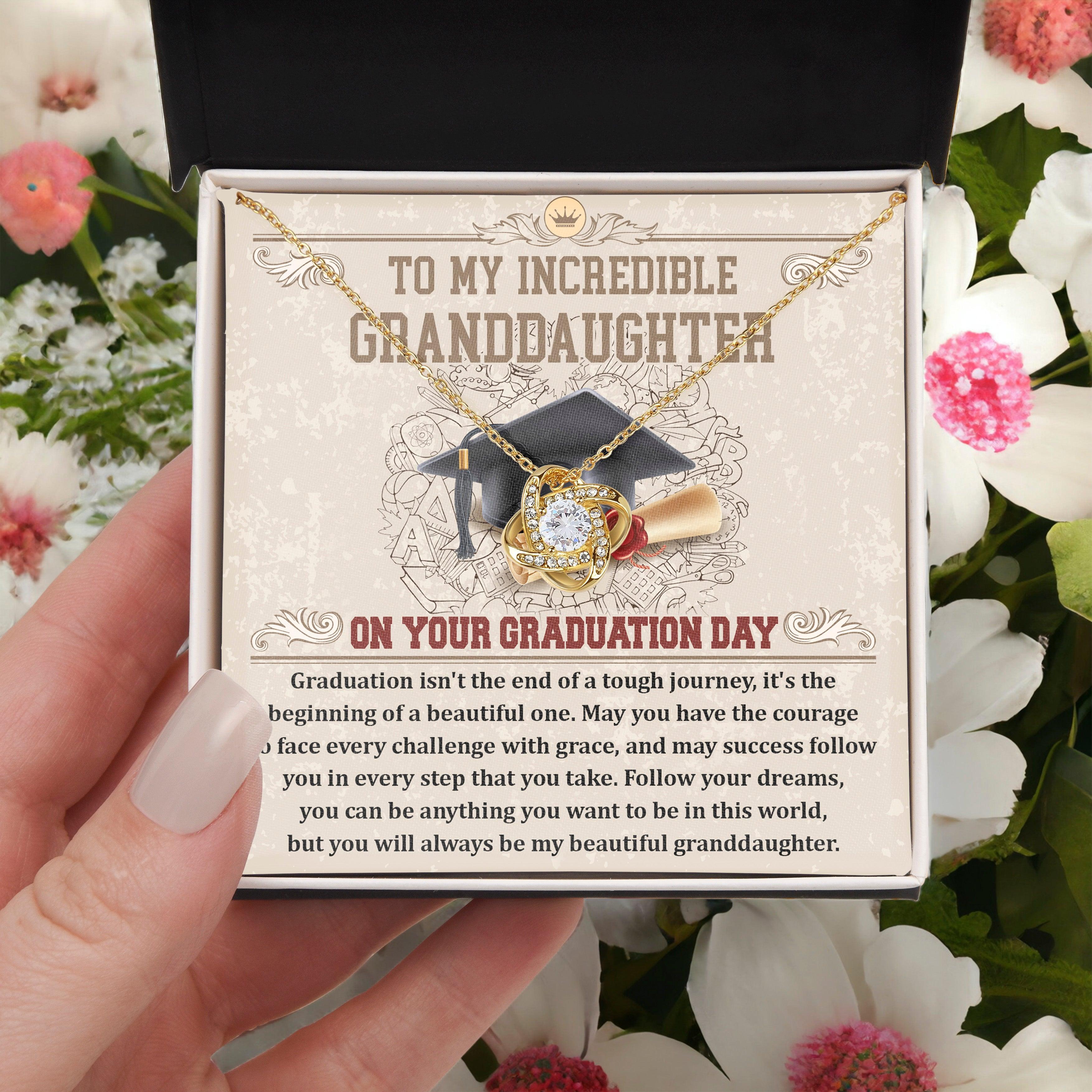 Granddaughter Your Graduation Day Love Knot Pendant Necklace - Mallard Moon Gift Shop