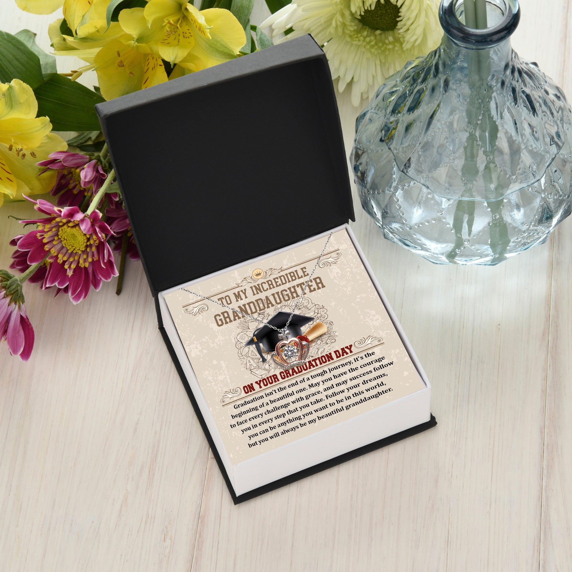 Granddaughter Graduation Gift Follow Your Dreams Crown Pendant Necklace - Mallard Moon Gift Shop