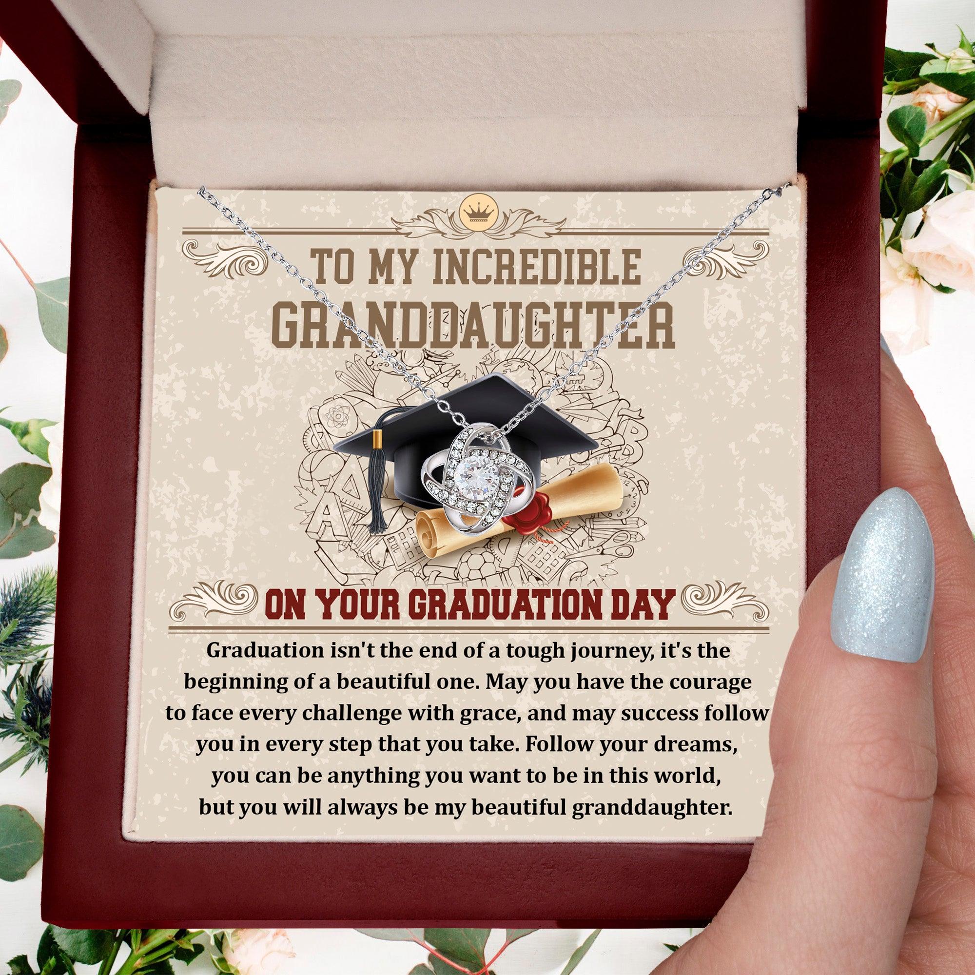 Granddaughter Your Graduation Day Love Knot Pendant Necklace - Mallard Moon Gift Shop