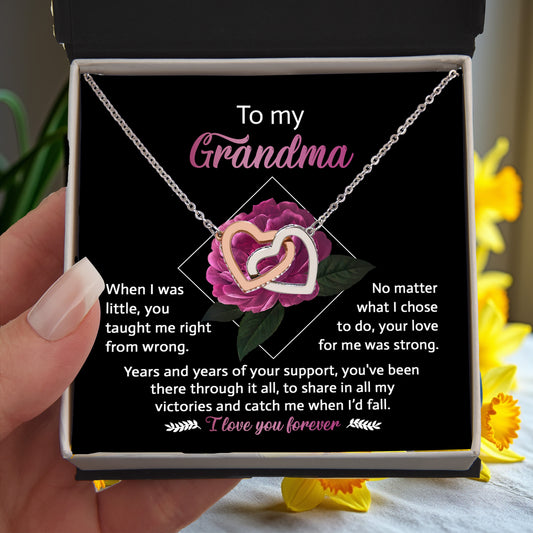 To My Grandma Your Love for Me is Strong Interlocking Hearts Pendant Necklace - Mallard Moon Gift Shop