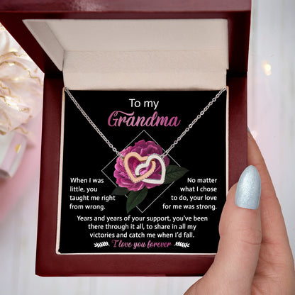 To My Grandma Your Love for Me is Strong Interlocking Hearts Pendant Necklace - Mallard Moon Gift Shop