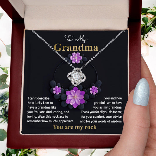To My Grandma I am Lucky to Have You Love Knot Pendant Necklace - Mallard Moon Gift Shop