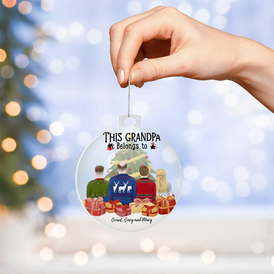 Grandpa Gift from Grandkids Personalized Acrylic Keepsake Ornament