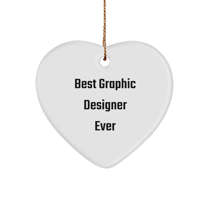 Graphic Designer Gifts Funny Quote Heart Ornament for Christmas, Gifts from Men to Women, Coworkers and Friends, 'Best Graphic Designer Ever'
