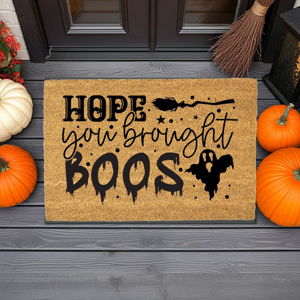 Hope You Brought Boos Halloween Coir Doormat – Funny Ghost and Witch Themed Entryway Mat | Spooky Front Porch Decor | Trick or Treat Welcome Mat - Mallard Moon