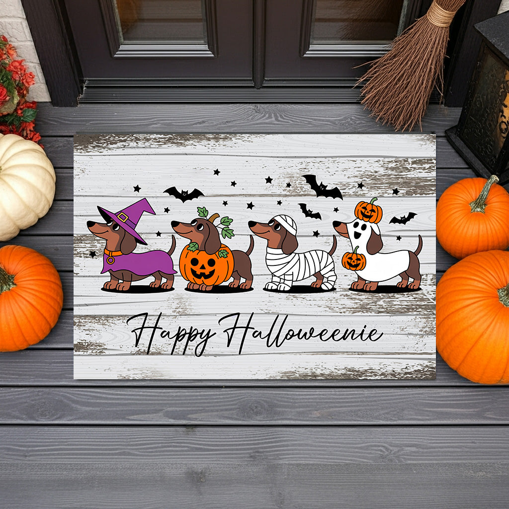 Happy Halloweenie Dachshund Doormat – Cute Halloween Dog Mat Décor - Mallard Moon