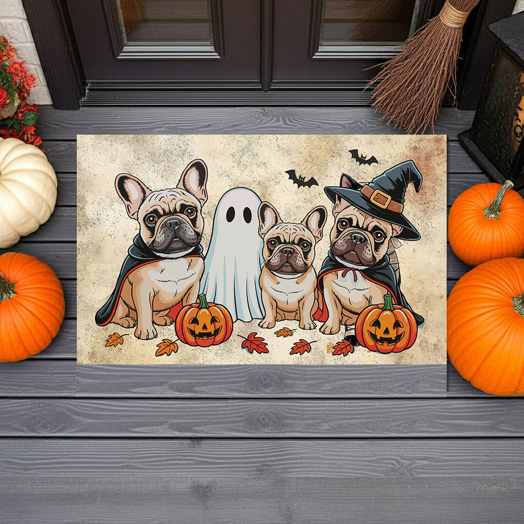 French Bulldog Halloween Doormat – Cute Spooky Dogs Welcome Mat – Funny Fall Décor for Dog Lovers - Mallard Moon