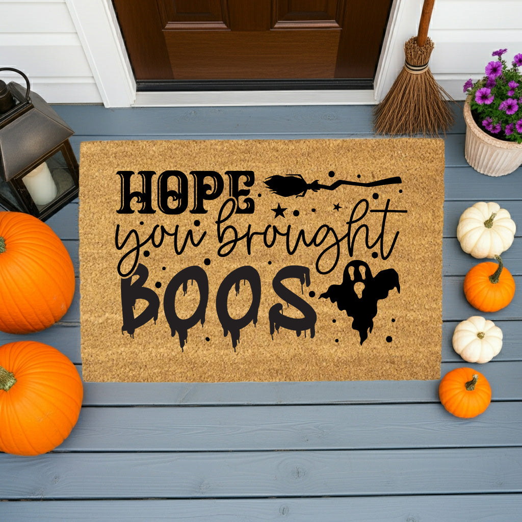Hope You Brought Boos Halloween Coir Doormat – Funny Ghost and Witch Themed Entryway Mat | Spooky Front Porch Decor | Trick or Treat Welcome Mat - Mallard Moon