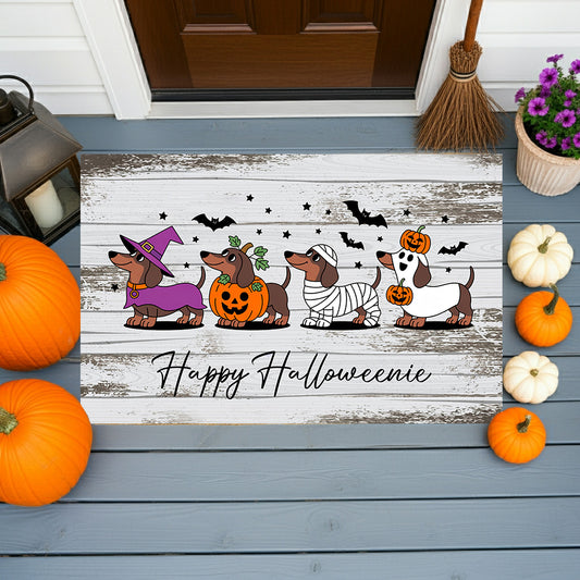Happy Halloweenie Dachshund Doormat – Cute Halloween Dog Mat Décor - Mallard Moon