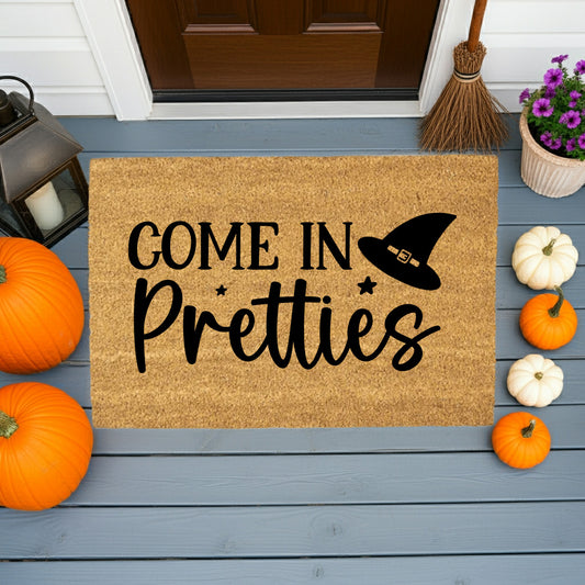 Come In Pretties Doormat – Funny Witch Halloween Outdoor Coir Mat - Mallard Moon