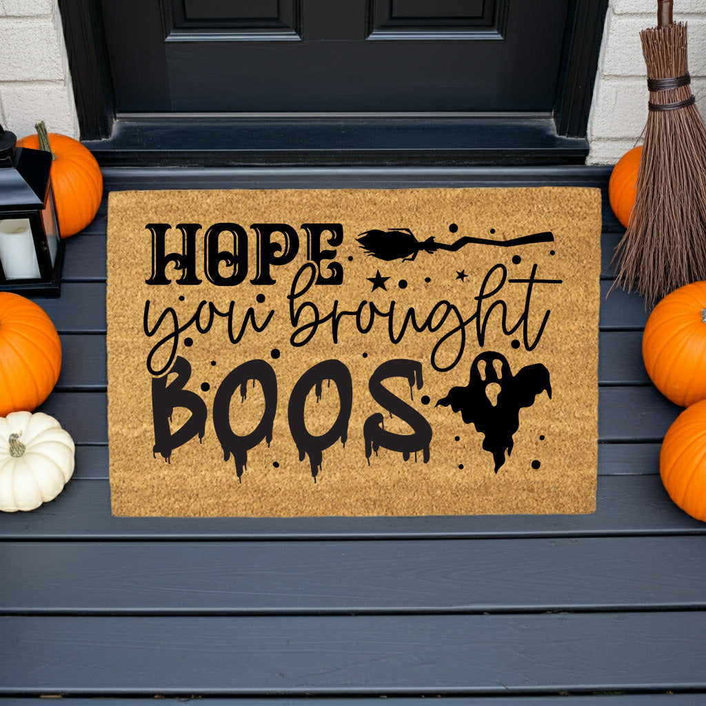 Hope You Brought Boos Halloween Coir Doormat – Funny Ghost and Witch Themed Entryway Mat | Spooky Front Porch Decor | Trick or Treat Welcome Mat - Mallard Moon