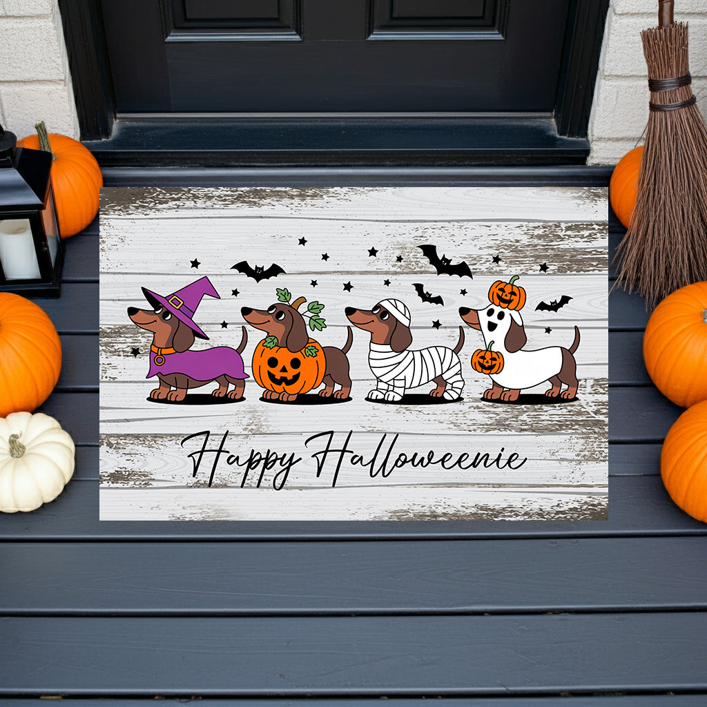 Happy Halloweenie Dachshund Doormat – Cute Halloween Dog Mat Décor - Mallard Moon