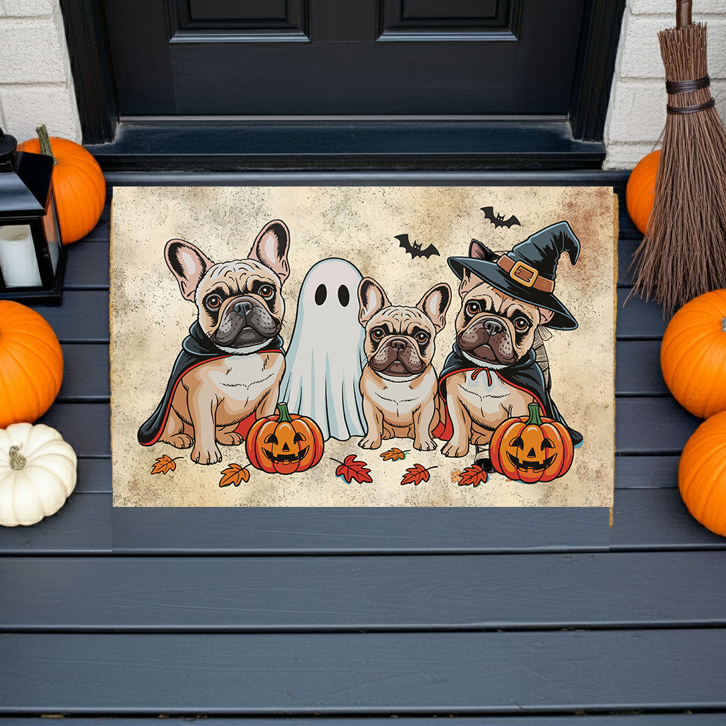 French Bulldog Halloween Doormat – Cute Spooky Dogs Welcome Mat – Funny Fall Décor for Dog Lovers - Mallard Moon