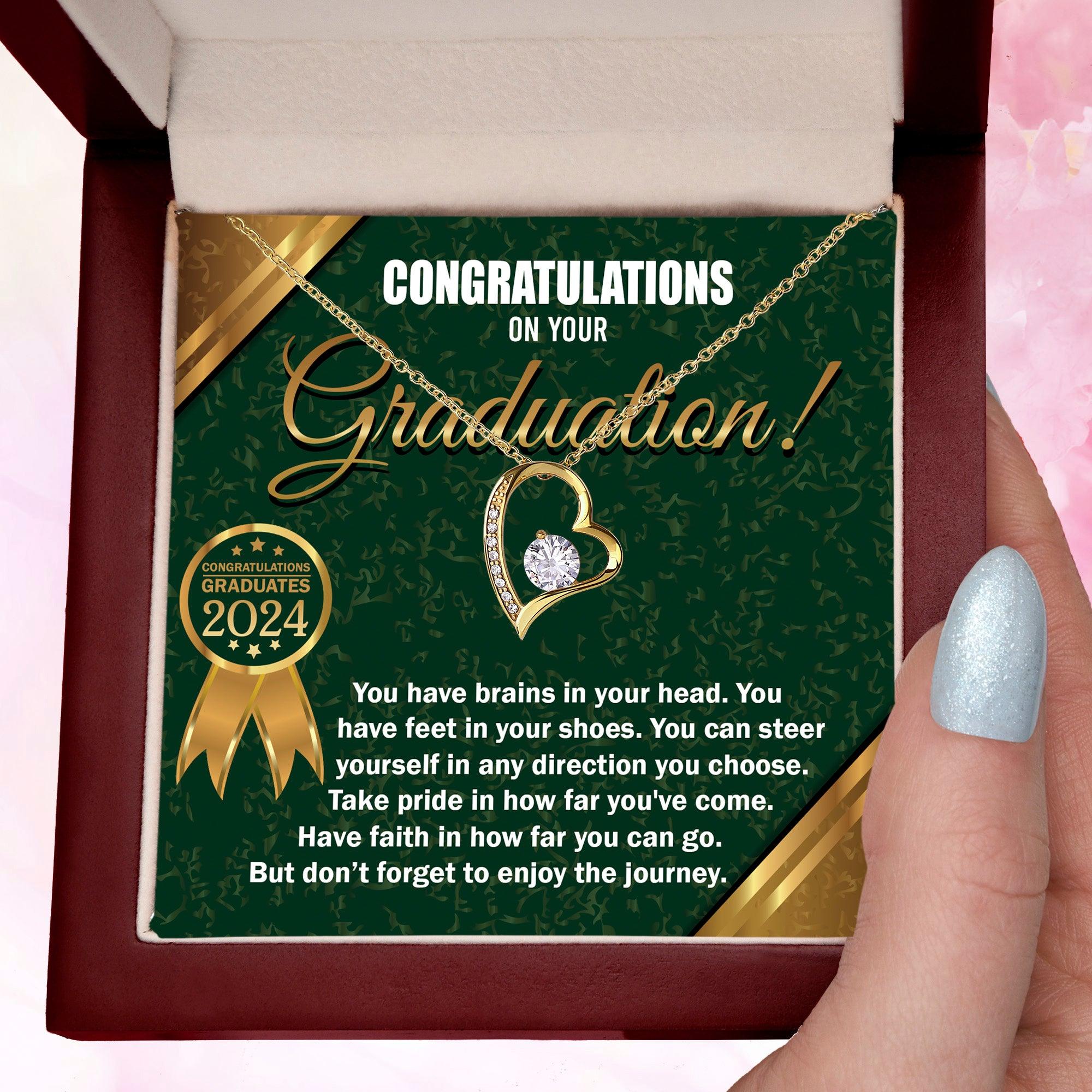 Graduation Gift for Her Congratulations Take Pride Have Faith Enjoy the Journey Heart Pendant Necklace with Gift Box - Mallard Moon Gift Shop