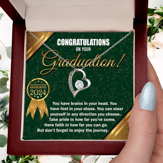 Graduation Gift for Her Congratulations Take Pride Have Faith Enjoy the Journey Heart Pendant Necklace with Gift Box - Mallard Moon Gift Shop