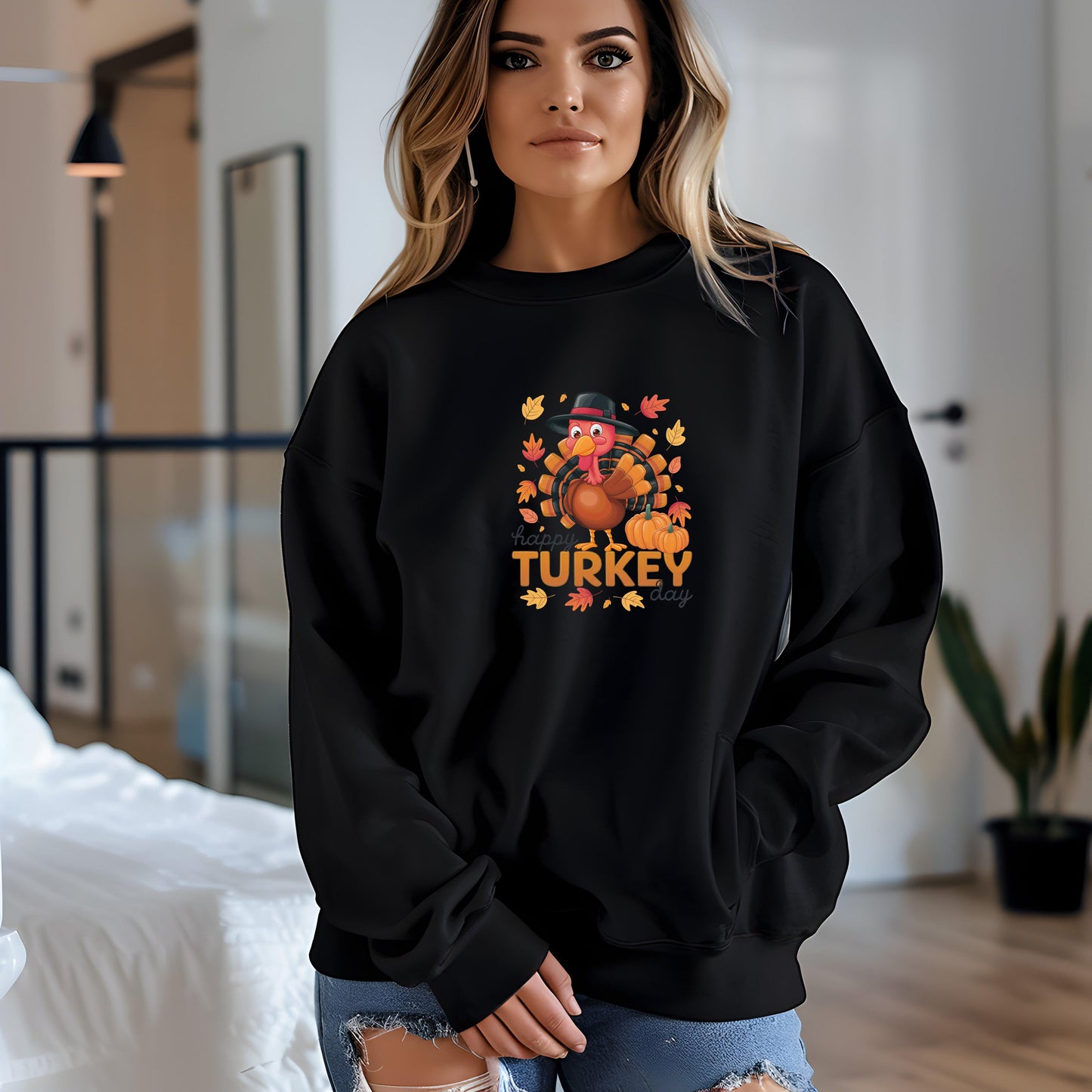 Happy Turkey Day Thanksgiving Sweatshirt - Mallard Moon Gift Shop