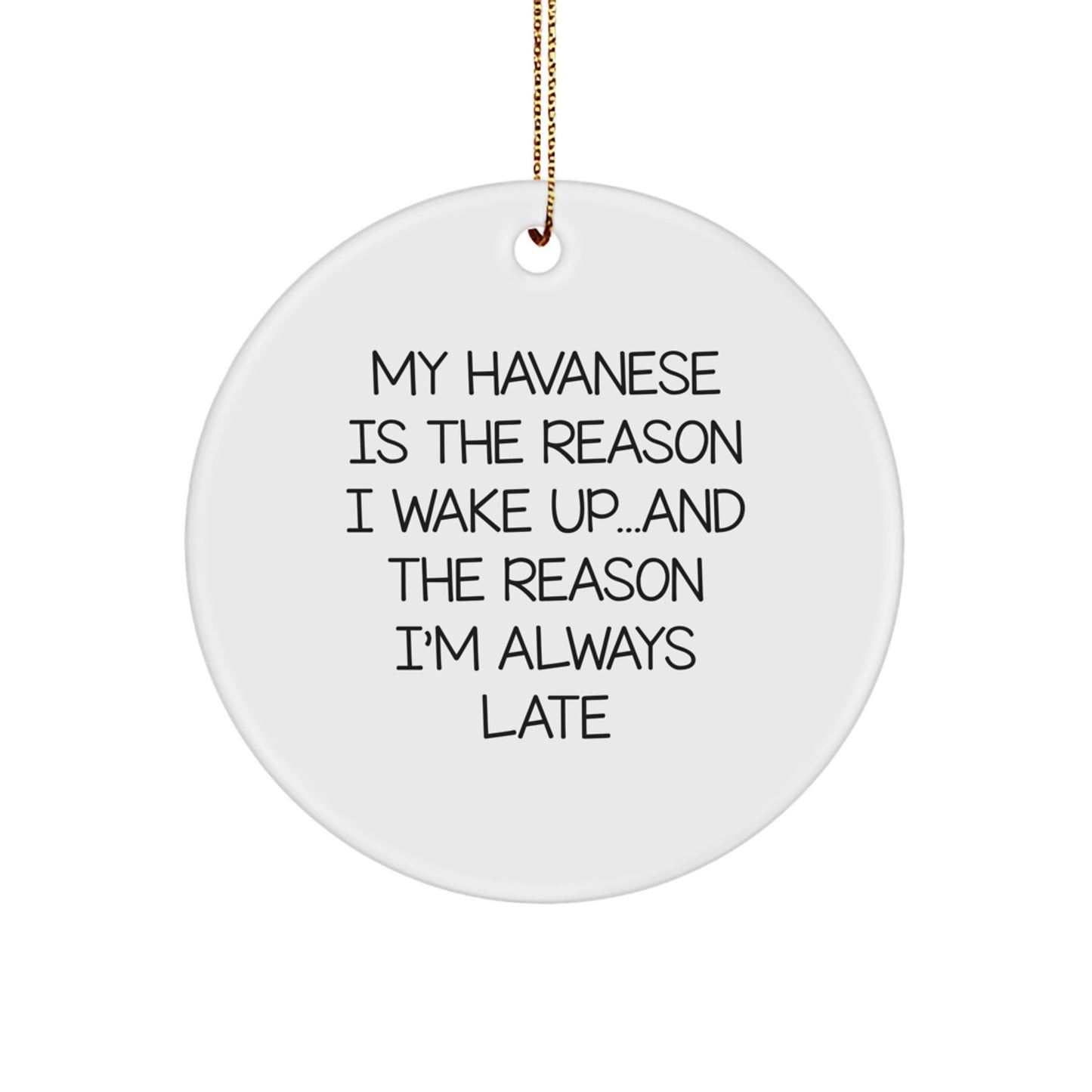 Havanese Dog Lovers' Funny Quote Ornament My Havanese Is The Reason I Wake Up...and The Reason I'm Always Late Gift,