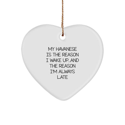 Havanese Dog Lovers Heart Ornament with Funny Quote, Christmas Unique Gifts