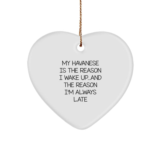 Havanese Dog Lovers Heart Ornament with Funny Quote, Christmas Unique Gifts