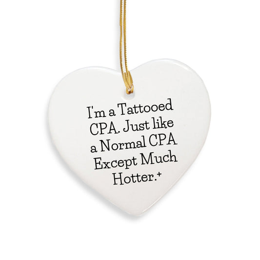 CPA Funny Heart Christmas Tree Ornament - Tattooed CPA Gift - Mallard Moon