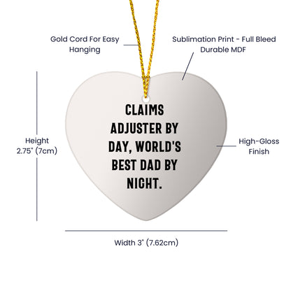 Claims Adjuster Heart Ornament, Funny Quote, Gifts from Men to Claims Adjuster, for Christmas - Mallard Moon
