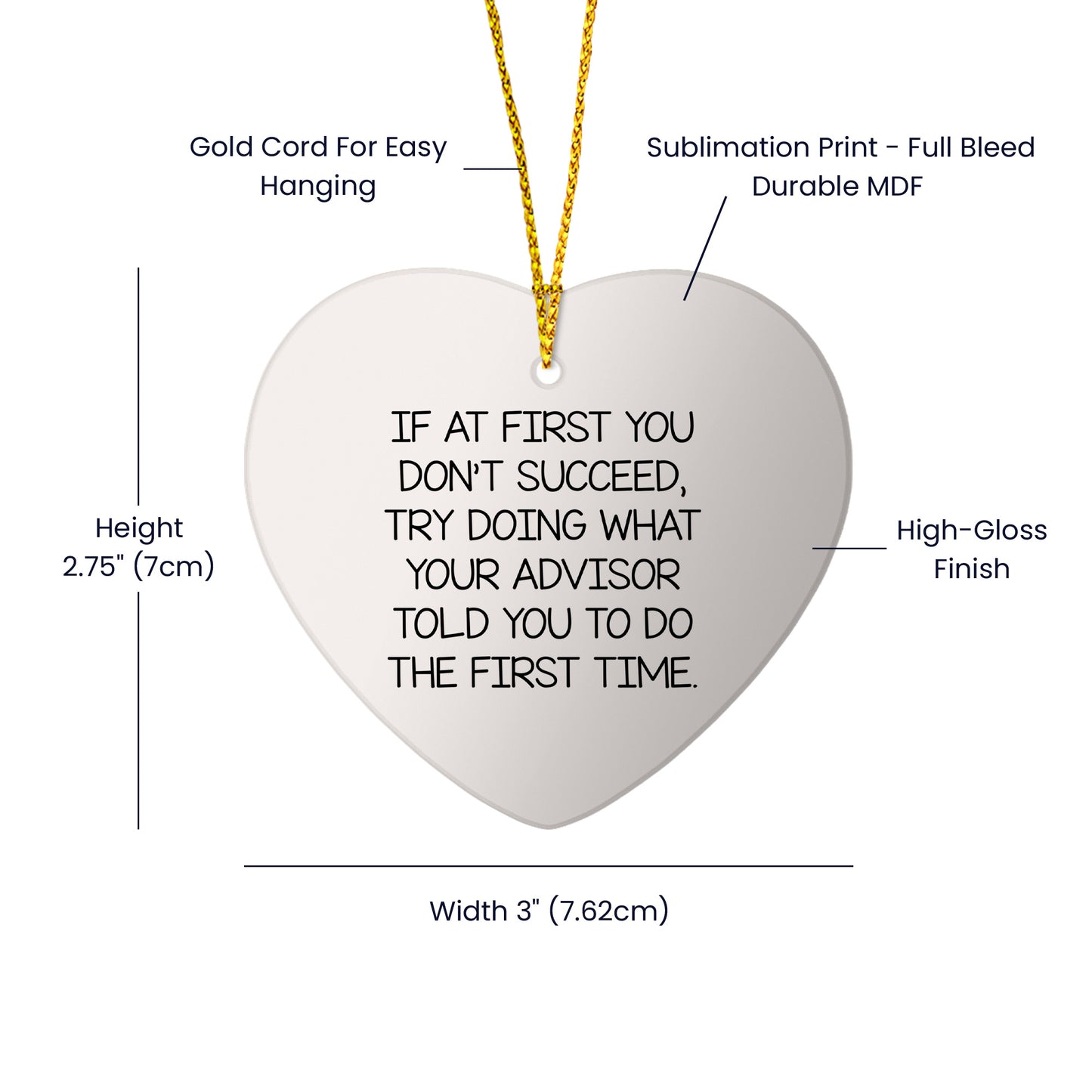 Funny Advisor Gifts from Men for Christmas Unique Gifts - Heart Ornament with Inspirational Quote - Advisor Heart Shaped Ornament for Men Women Friends Coworkers Family