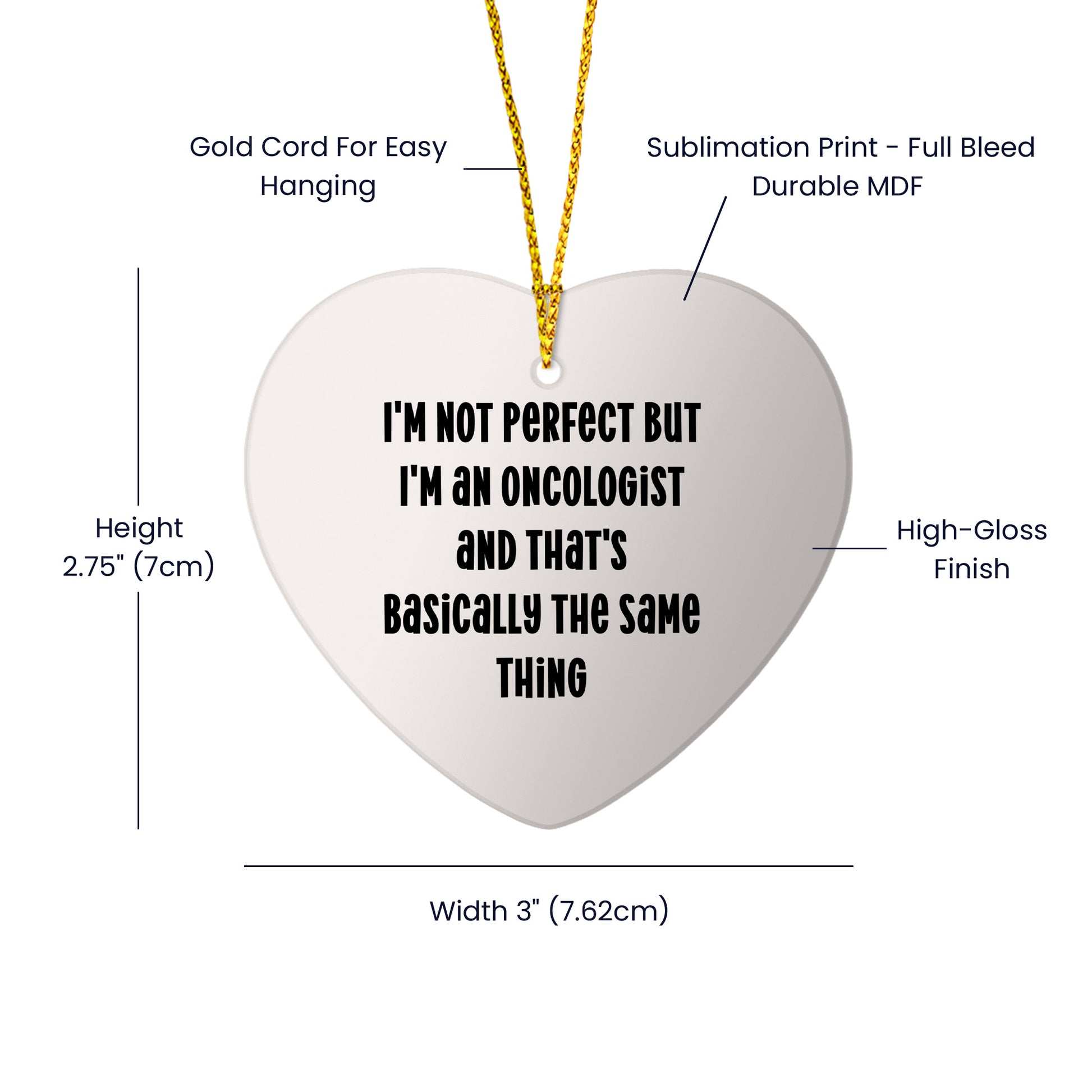 Oncologist Funny Heart Christmas Ornament - I'm Not Perfect But I'm An Oncologist - Mallard Moon