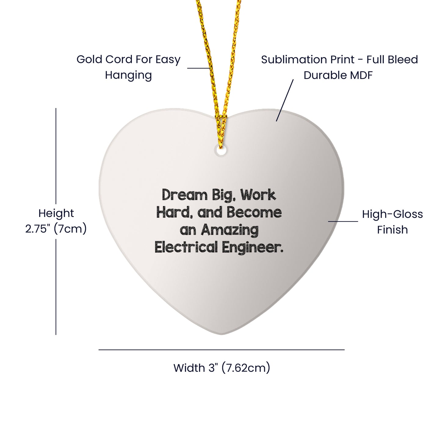 Inspirational Electrical Engineer Heart Ornament, 'Dream Big, Work Hard, And Become An Amazing Electrical Engineer.' Gifts from Family to Electrical Engineer, Perfect for Christmas