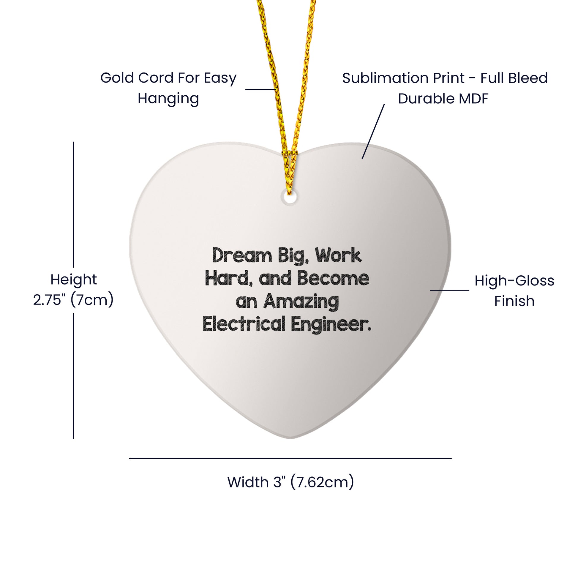 Inspirational Electrical Engineer Heart Ornament, 'Dream Big, Work Hard, And Become An Amazing Electrical Engineer.' Gifts from Family to Electrical Engineer, Perfect for Christmas