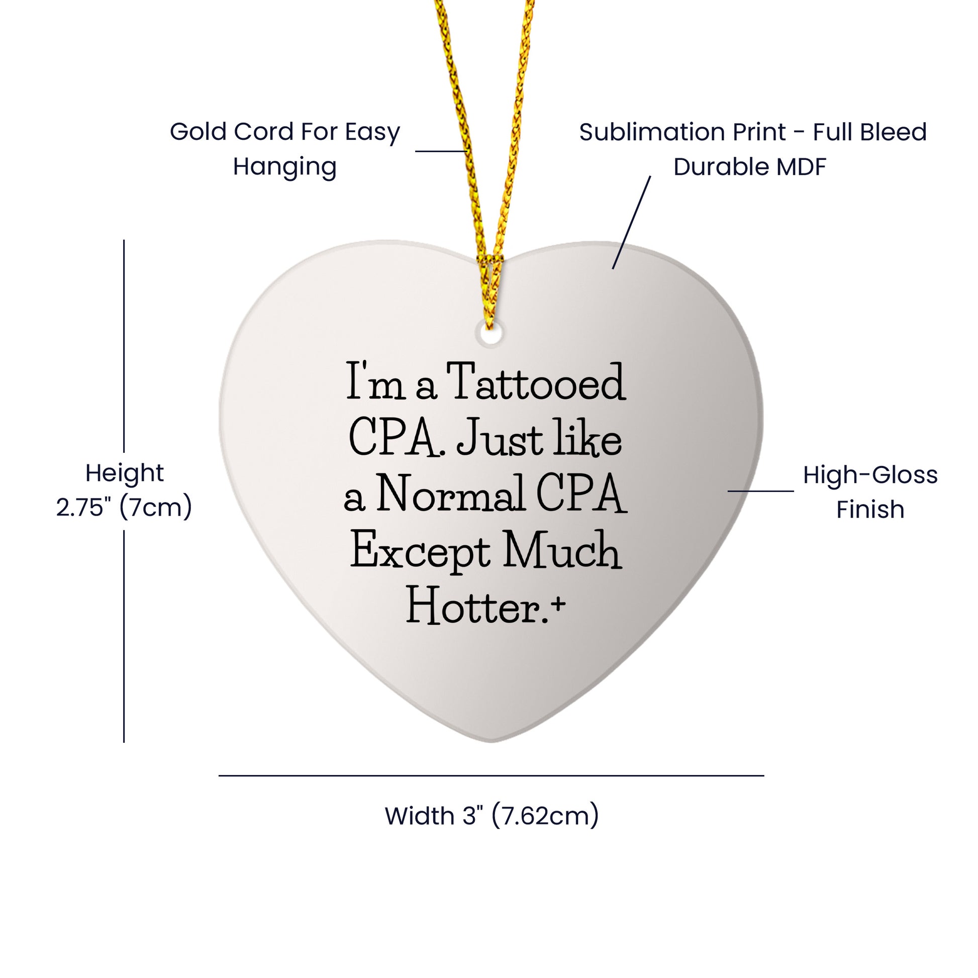 CPA Funny Heart Christmas Tree Ornament - Tattooed CPA Gift - Mallard Moon